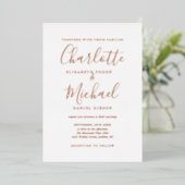 Elegant Signature Script Wedding Roos Gold Folie Uitnodiging (Staand Voorkant)