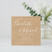 Elegant Signature Script Wedding Rustic Kraft Kaart (Staand voorkant)