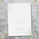 Elegant Signature Script Wedding Silver Folie Uitnodiging<br><div class="desc">Deze elegante trouwuitnodiging met echte zilveren folie- en tekenstijlnamen kan worden gepersonaliseerd met je informatie in het schrijven van een tekenfilm. Ontworpen door: Thisnotme©</div>