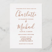 Elegant Signature Script Weduwend Roos Gold Foil i Folie Uitnodiging (Voorkant)