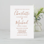 Elegant Signature Script Weduwend Roos Gold Foil i Folie Uitnodiging (Staand Voorkant)