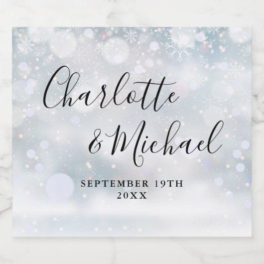 Elegant Signature Script Winter SneeuwvlokkenBruil Bier Etiket (Enkel label)