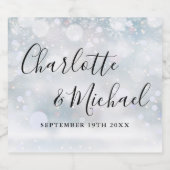 Elegant Signature Script Winter Snowflakes Bruilof Sparkling Wijnetiket (Enkel label)