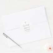 Elegant Signature Silver Cross Baptisme Christenin Ronde Sticker (Envelop)
