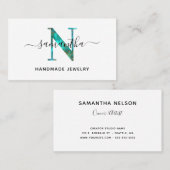 Elegant Signature Turquoise Gold N Monogram Logo Visitekaartje (Voorkant / Achterkant)