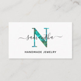 Elegant Signature Turquoise Gold N Monogram Logo Visitekaartje