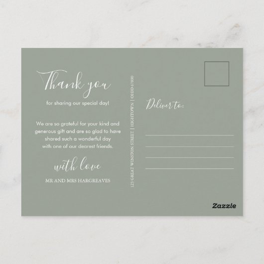 Elegant Signature Wedding Bedankt Briefkaart (Achterkant)