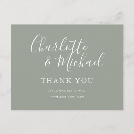 Elegant Signature Wedding Bedankt Briefkaart (Voorkant)