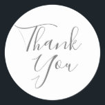 Elegant Signature Wedding Dankuwel Ronde Sticker<br><div class="desc">Ontworpen om met ons collectie van de bruiloft van de Handtekening te coördineren,  met een prachtig manuscript wit dank u bericht in het kic witte schrijven. Ideaal voor envelopzegels en favoriete stickers. Ontworpen door: Thisnotme©</div>