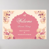 Elegant Sikh Wedding Welcome Sign | Anand Karaj  Poster (Voorkant)