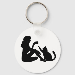 Elegant silhouet art meisje met een Sleutelhanger