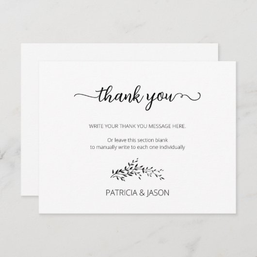 Elegant silhouet van bladeren bedankkaart (Voorkant / Achterkant)