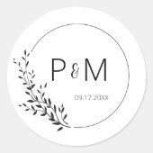 Elegant silhouet van bladeren ronde sticker (Voorkant)