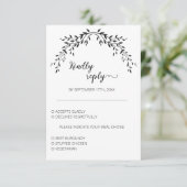 Elegant silhouet van bladeren RSVP kaartje (Staand voorkant)