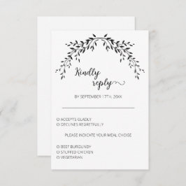 Elegant silhouet van bladeren RSVP kaartje