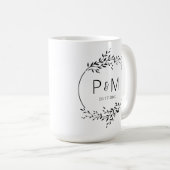 Elegant silhouet van bladeren Wedding Monogram Koffiemok (Voorkant rechts)