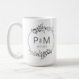 Elegant silhouet van bladeren Wedding Monogram Koffiemok