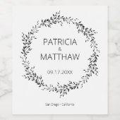 Elegant silhouet van bladeren Wedding Wijn Etiket (Enkel label)