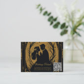 Elegant silhouet van een bruid en bruidegom informatiekaartje (Staand voorkant)