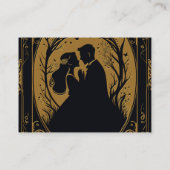 Elegant silhouet van een bruid en bruidegom informatiekaartje (Achterkant)