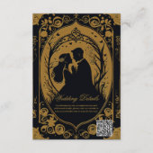 Elegant silhouet van een bruid en bruidegom informatiekaartje (Voorkant)