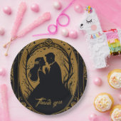 Elegant silhouet van een bruid en bruidegom papieren bordje (Feest)