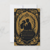 Elegant silhouet van een bruid en bruidegom RSVP kaartje (Voorkant)