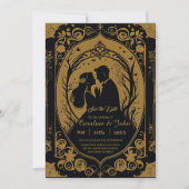 Elegant silhouet van een bruid en bruidegom save the date (Voorkant)