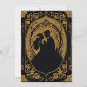 Elegant silhouet van een bruid en bruidegom save the date (Achterkant)