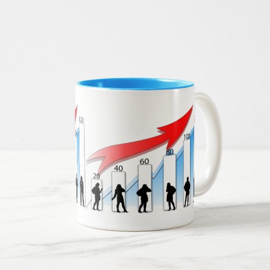Elegant silhouet van een Vrouw bedrijfsleider Tweekleurige Koffiemok (Voorkant rechts)