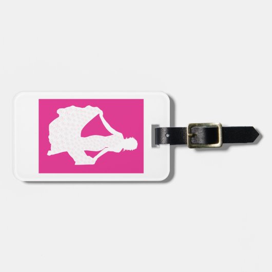 Elegant silhouet van een vrouw in een vloeiende ju bagagelabel (Voorkant horizontaal)