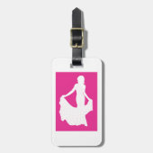 Elegant silhouet van een vrouw in een vloeiende ju bagagelabel (Voorkant verticaal)