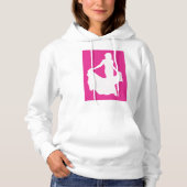 Elegant silhouet van een vrouw in een vloeiende ju hoodie (Voorkant)