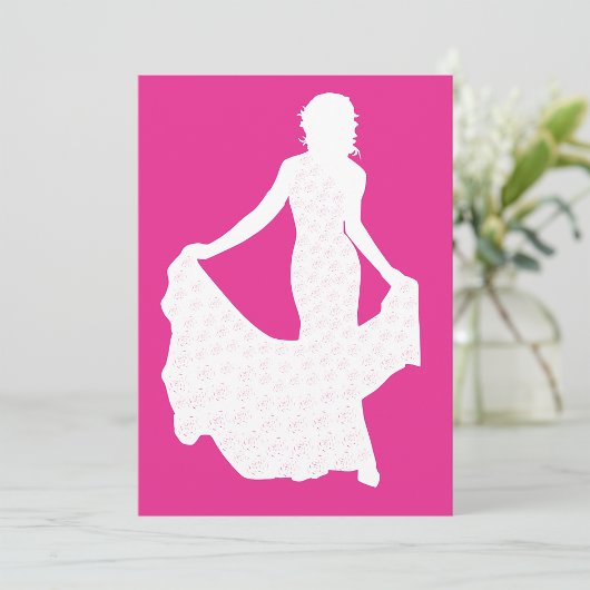 Elegant silhouet van een vrouw in een vloeiende ju kaart