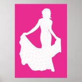 Elegant silhouet van een vrouw in een vloeiende ju poster (Voorkant)