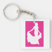 Elegant silhouet van een vrouw in een vloeiende ju sleutelhanger (Voorkant)