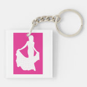 Elegant silhouet van een vrouw in een vloeiende ju sleutelhanger (Achterkant)