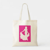 Elegant silhouet van een vrouw in een vloeiende ju tote bag (Achterkant)