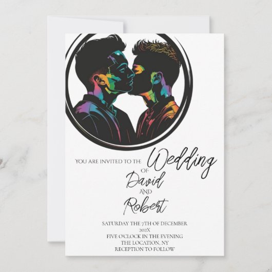 Elegant silhouet van Schattige homostel bruiloft Kaart (Voorkant)