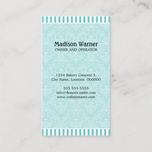 Elegant Silhouette Cupcake bakkerij Visitekaartje (Achterkant)