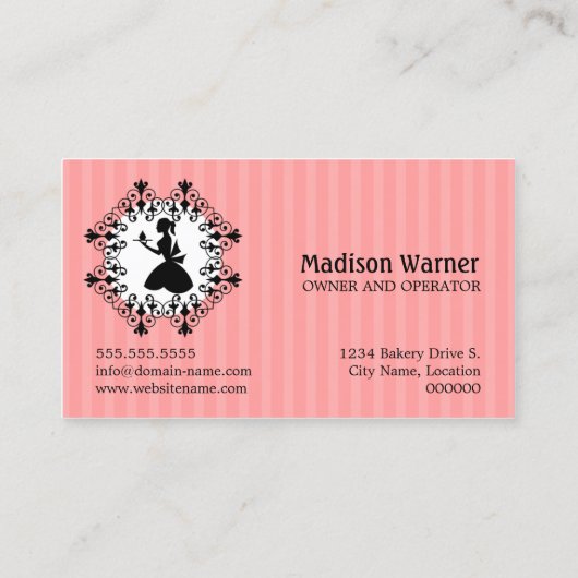 Elegant Silhouette Cupcake Visitekaartje (Achterkant)