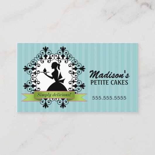 Elegant Silhouette Lady Cupcake Visitekaartje (Voorkant)