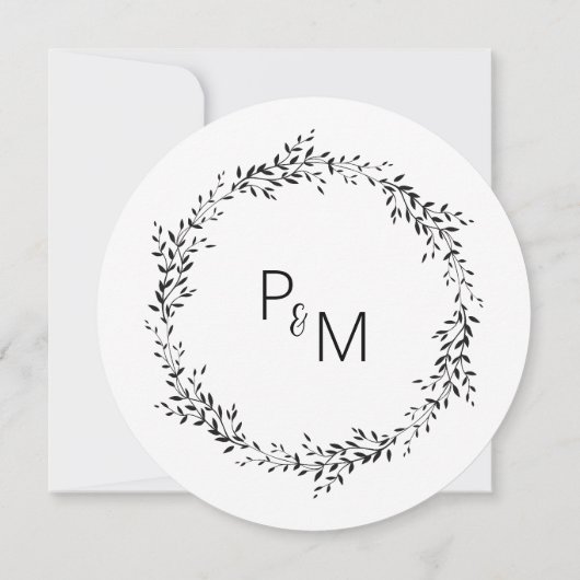 Elegant silhouette van bladeren Wedding Invitation Kaart (Achterkant)