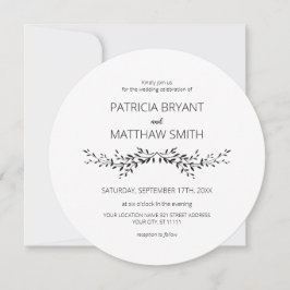 Elegant silhouette van bladeren Wedding Invitation Kaart
