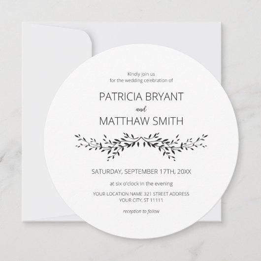 Elegant silhouette van bladeren Wedding Invitation Kaart (Voorkant)
