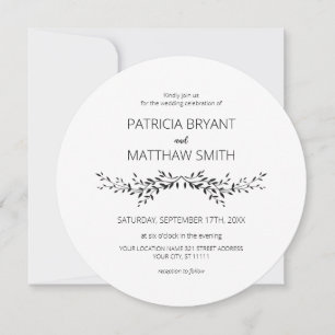 Elegant silhouette van bladeren Wedding Invitation Kaart