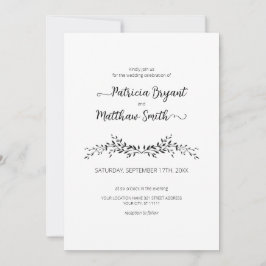 Elegant silhouette van bladeren Wedding Invitation Kaart