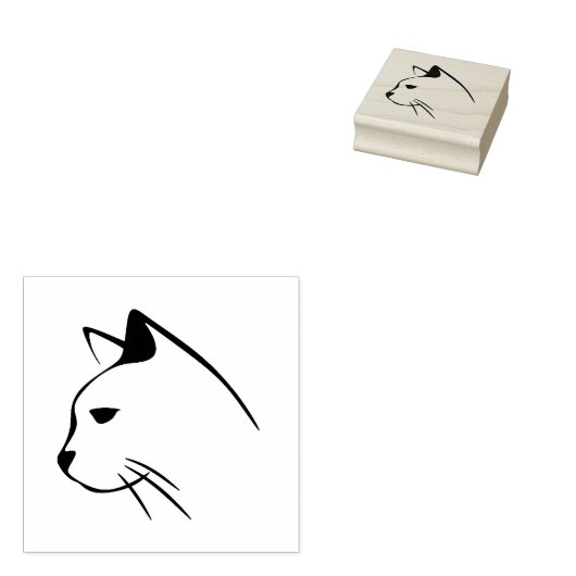 Elegant Silhouette van een Kat Art Stamp Rubberstempel (Gestempeld)