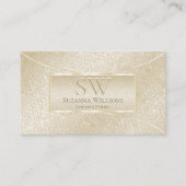 Elegant Silk Cream Snake Pattern met Monogram Visitekaartje (Voorkant)