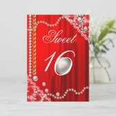 Elegant Silk, witte parels, kant en goudzoet 16 Kaart (Staand voorkant)